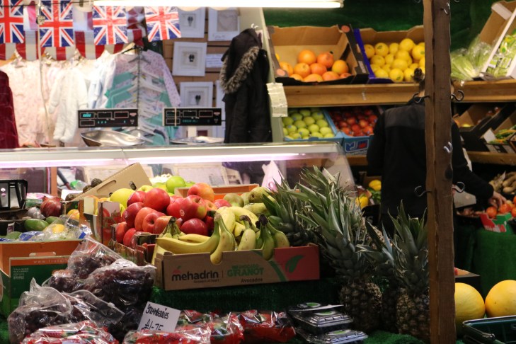Fruit on a stall at a Christmas market